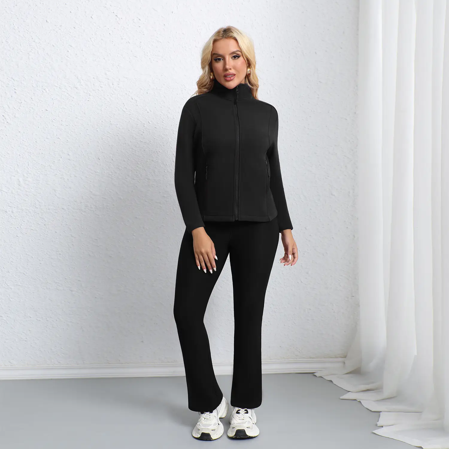 Women Maroon Thick Fleece Leggings High Waist Stretch — feature 16
