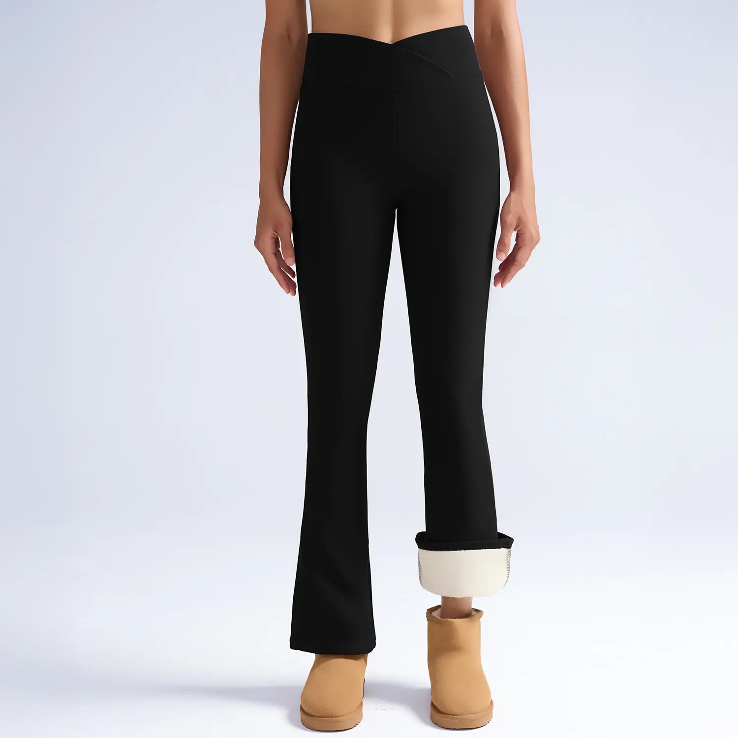 Women Maroon Thick Fleece Leggings High Waist Stretch — feature 21