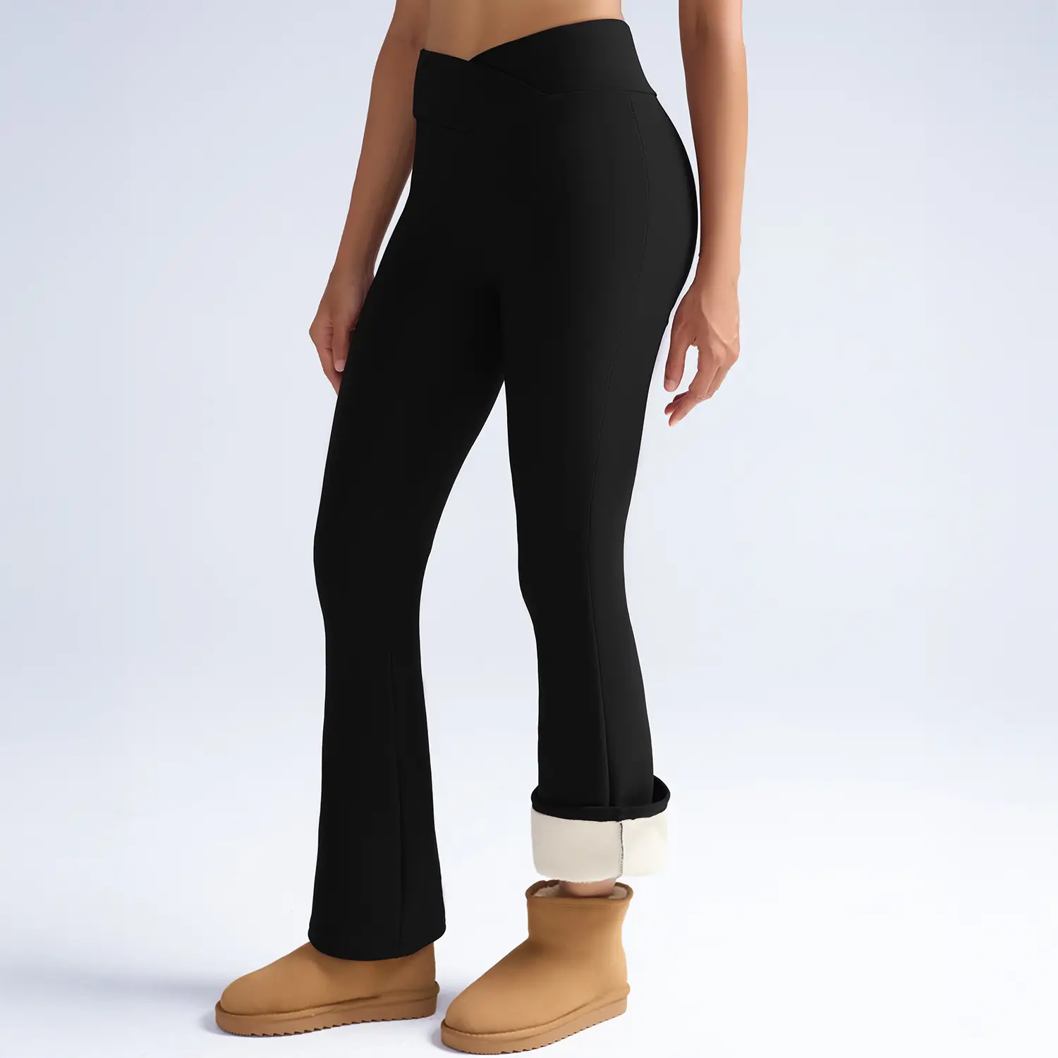 Women Maroon Thick Fleece Leggings High Waist Stretch — feature 22
