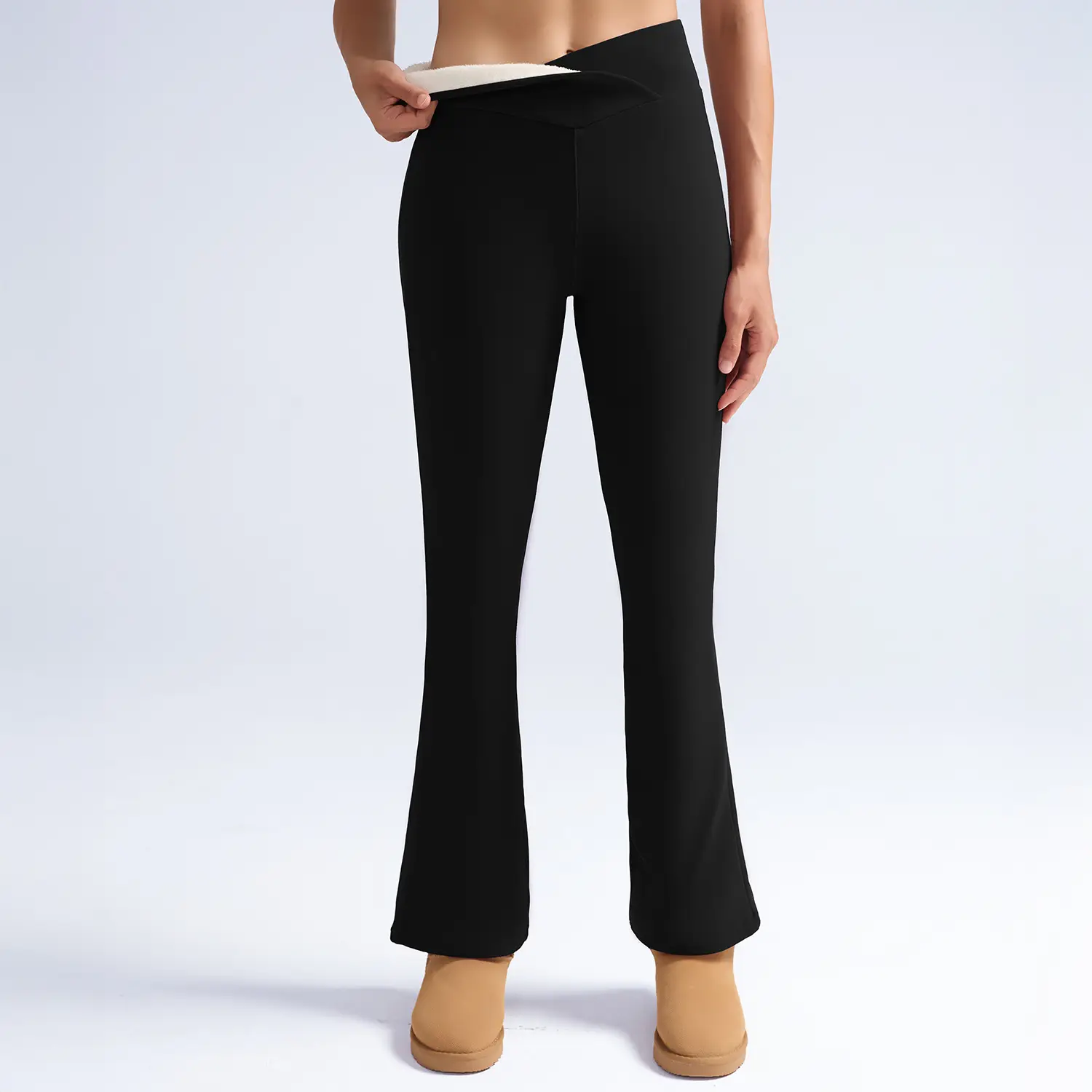 Women Maroon Thick Fleece Leggings High Waist Stretch — feature 23