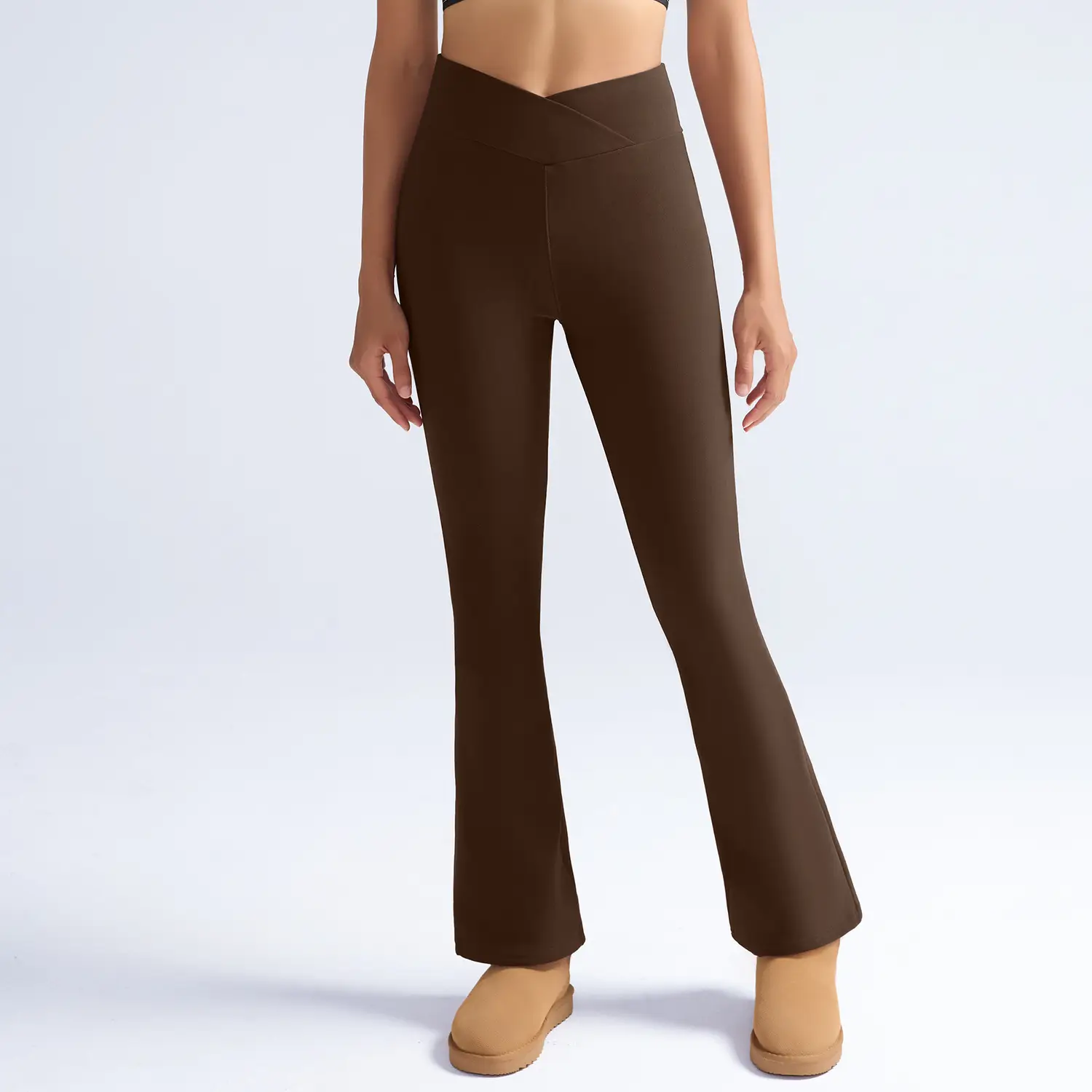 Women Maroon Thick Fleece Leggings High Waist Stretch - Image 16