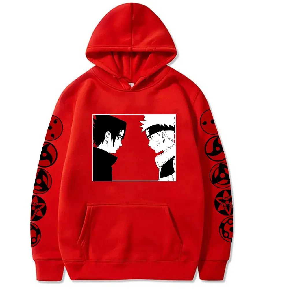 Naruto Sasuke Red Hoodie Plus Size Fleece - Image 3