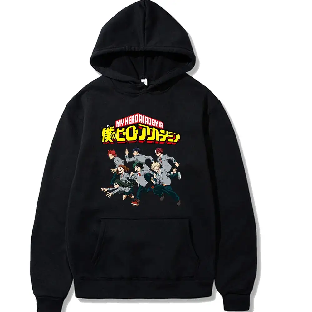 Men Women Gray My Hero Academia Hooded Sweatshirt - Image 11