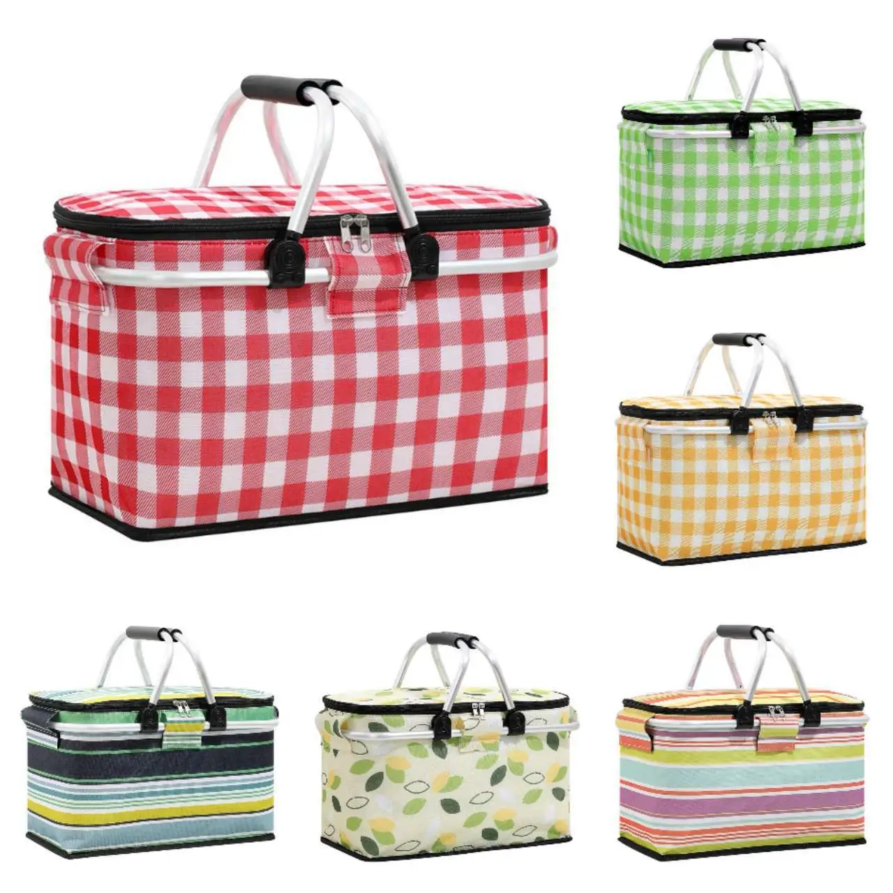 Folding Picnic Basket Insulated Ice Basket Outdoor Picnic Bag