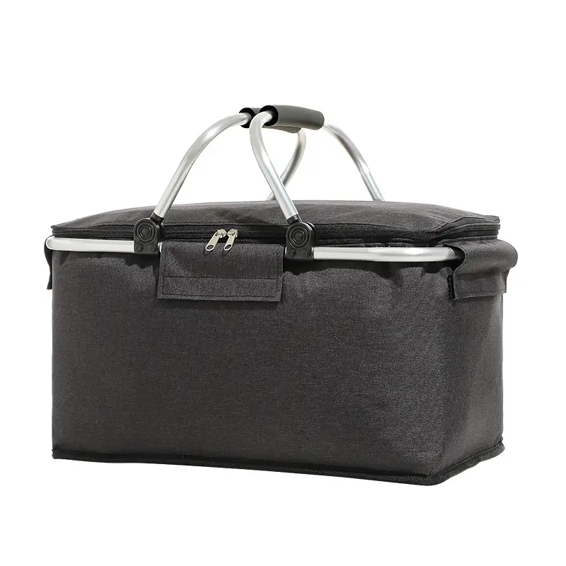 Folding Picnic Basket Insulated Ice Basket Outdoor Picnic Bag