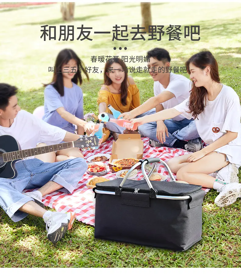 Folding Picnic Basket Insulated Ice Basket Outdoor Picnic Bag — feature 4