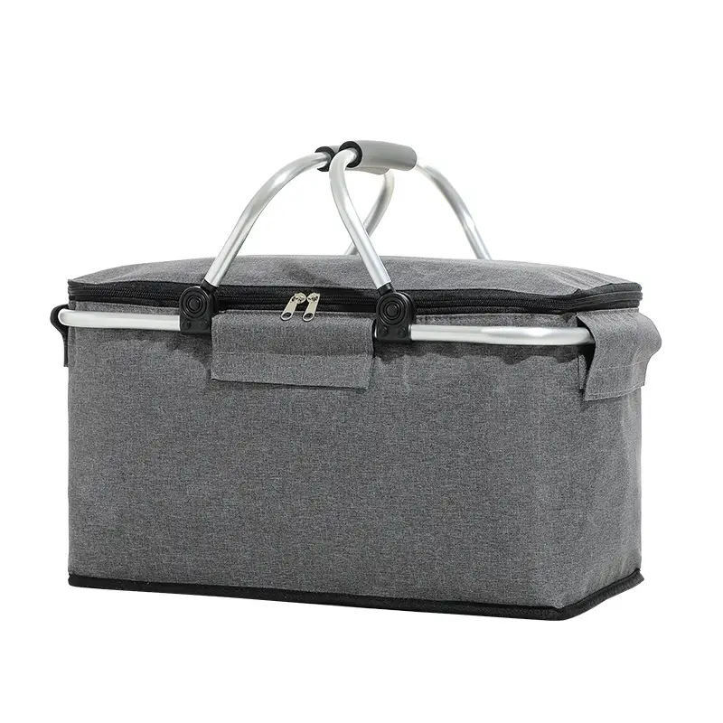 Folding Picnic Basket Insulated Ice Basket Outdoor Picnic Bag