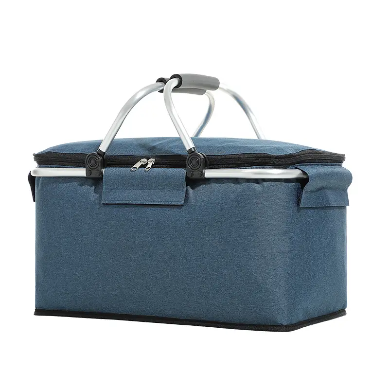 Folding Picnic Basket Insulated Ice Basket Outdoor Picnic Bag
