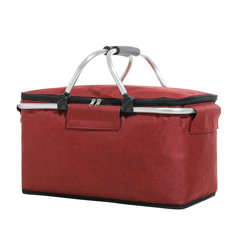 Folding Picnic Basket Insulated Ice Basket Outdoor Picnic Bag