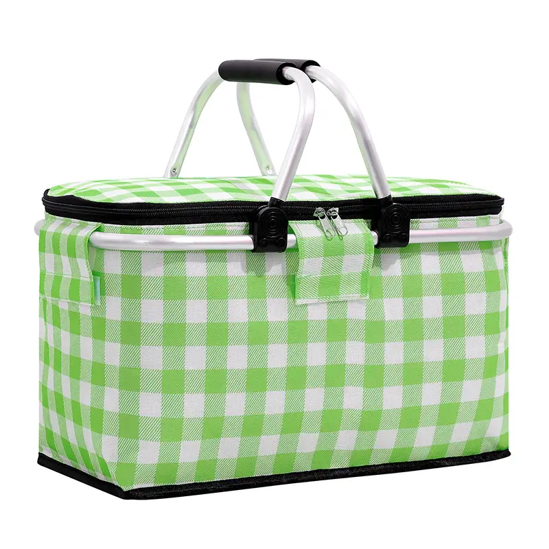 Folding Picnic Basket Insulated Ice Basket Outdoor Picnic Bag