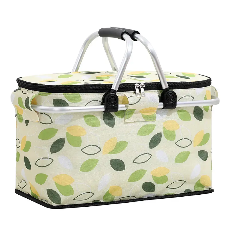 Folding Picnic Basket Insulated Ice Basket Outdoor Picnic Bag