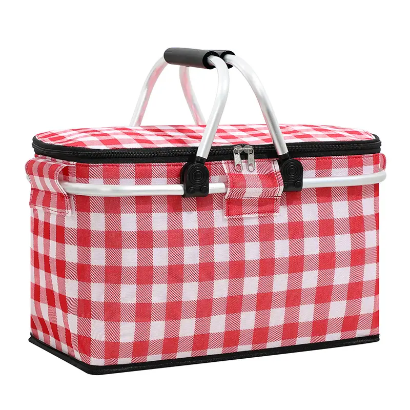 Folding Picnic Basket Insulated Ice Basket Outdoor Picnic Bag