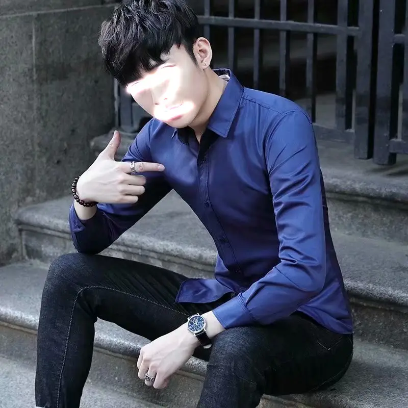 Men Long Sleeve White Shirt Large Slim Fit Business Wear