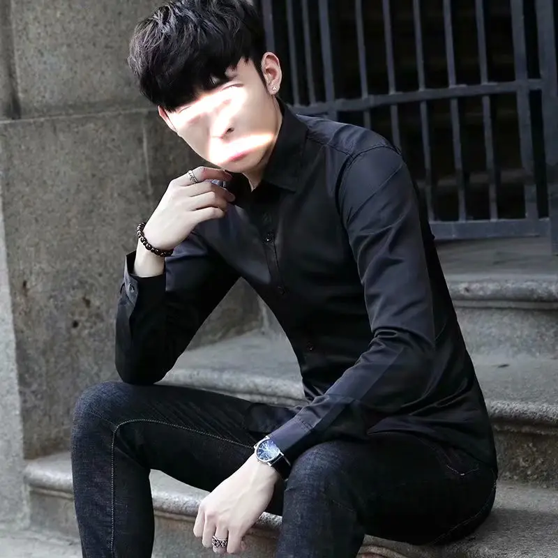 Men Long Sleeve White Shirt Large Slim Fit Business Wear