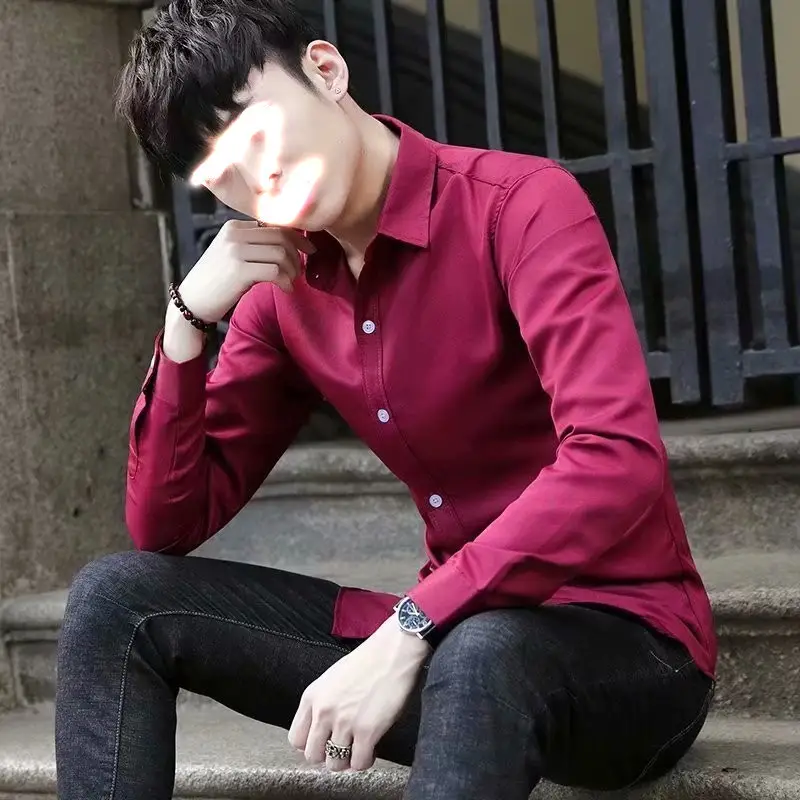 Men Long Sleeve White Shirt Large Slim Fit Business Wear