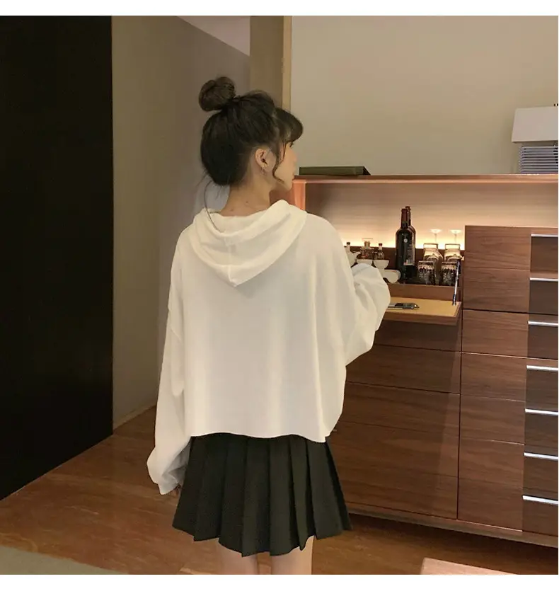Women Letter Print Hoodie White 2025 Autumn — feature 13