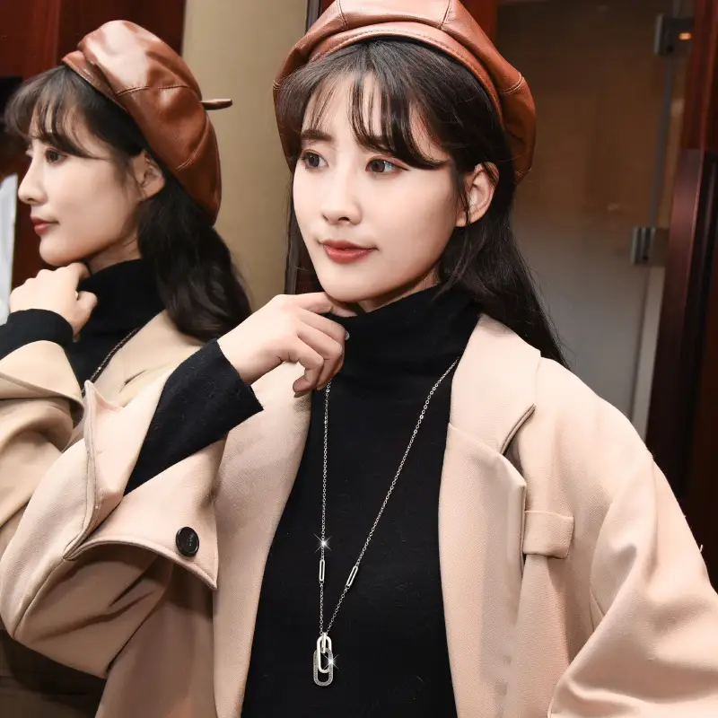 Rose Gold Double Ring Hip Hop Necklace for Women