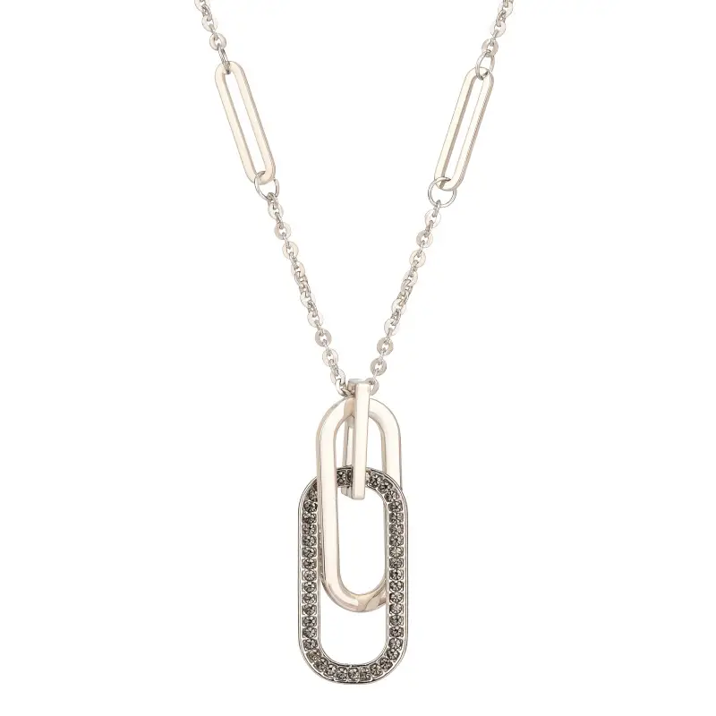 Rose Gold Double Ring Hip Hop Necklace for Women