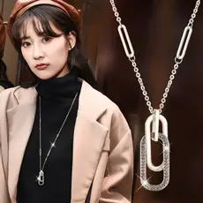 Rose Gold Double Ring Hip Hop Necklace for Women — feature 10