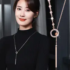 Rose Gold Double Ring Hip Hop Necklace for Women — feature 3