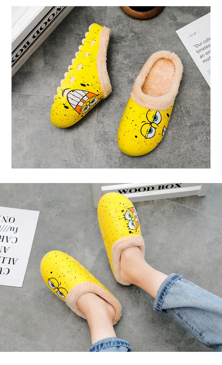 Winter Fleece Slippers Sesame Street Yellow Warm Plus Size — feature 13