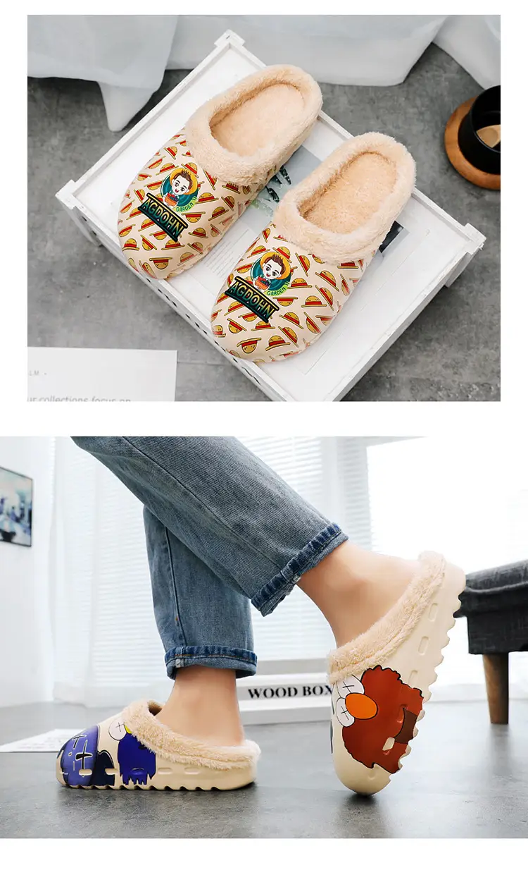 Winter Fleece Slippers Sesame Street Yellow Warm Plus Size — feature 17