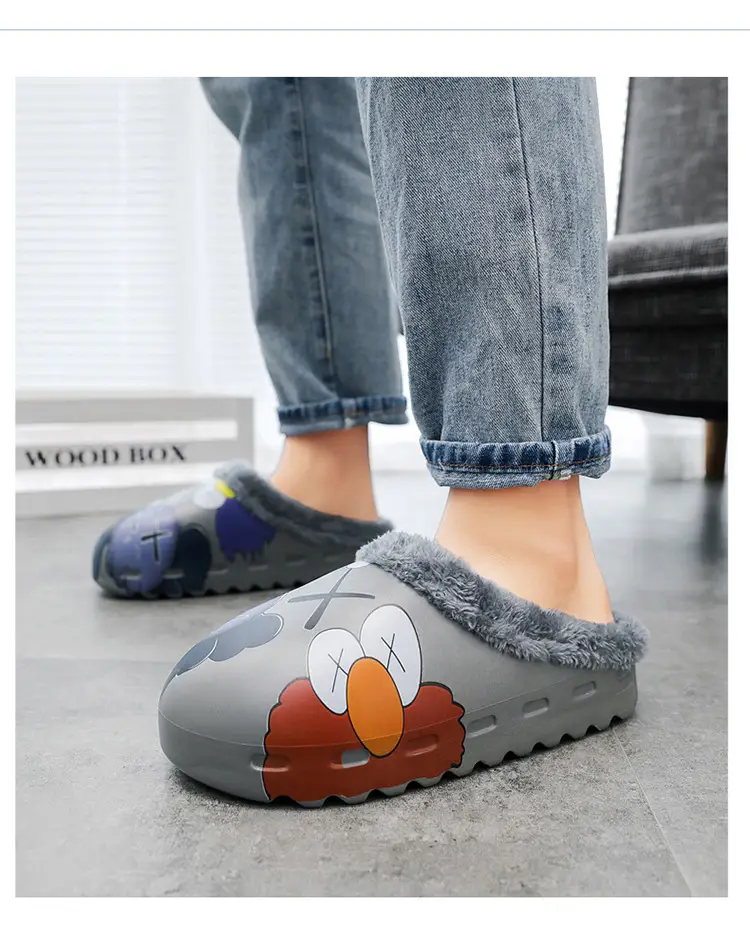 Winter Fleece Slippers Sesame Street Yellow Warm Plus Size — feature 2