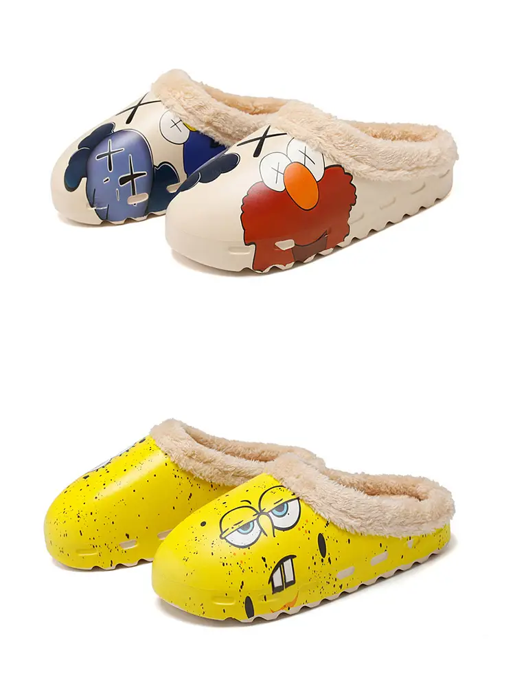 Winter Fleece Slippers Sesame Street Yellow Warm Plus Size — feature 23