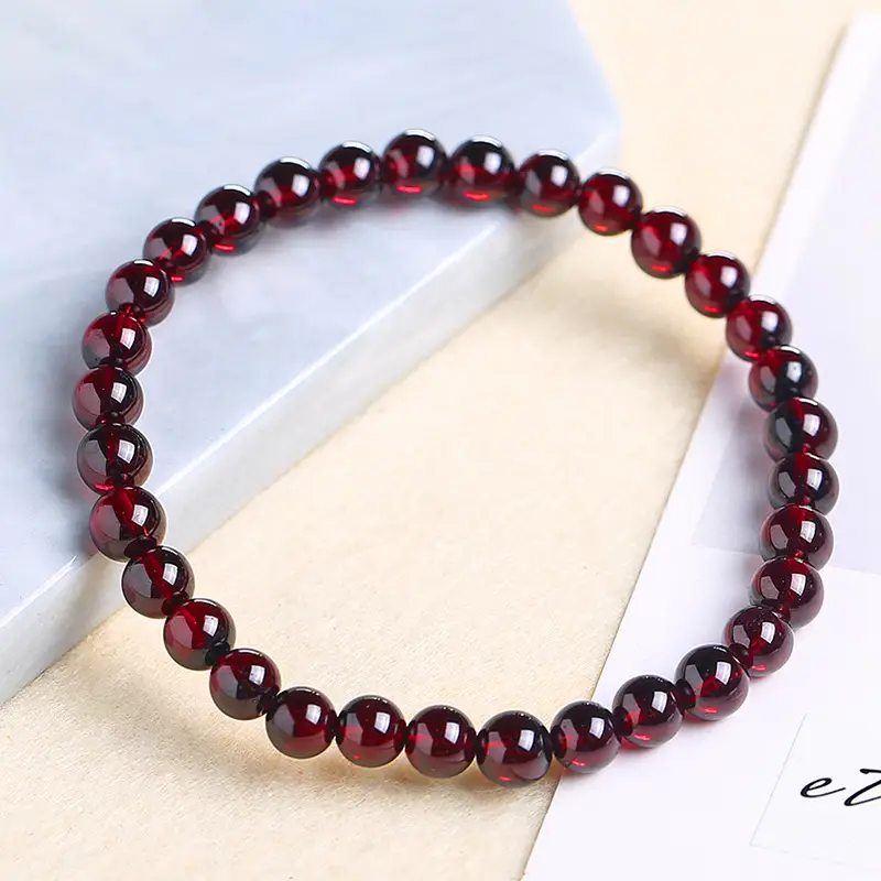 Garnet Beaded Bracelet for Men Women Single Circle - Image 11