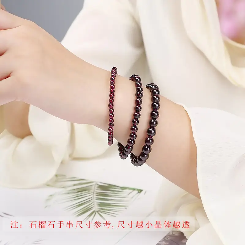 Garnet Beaded Bracelet for Men Women Single Circle - Image 12