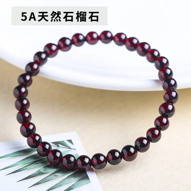 Garnet Beaded Bracelet for Men Women Single Circle - Image 2