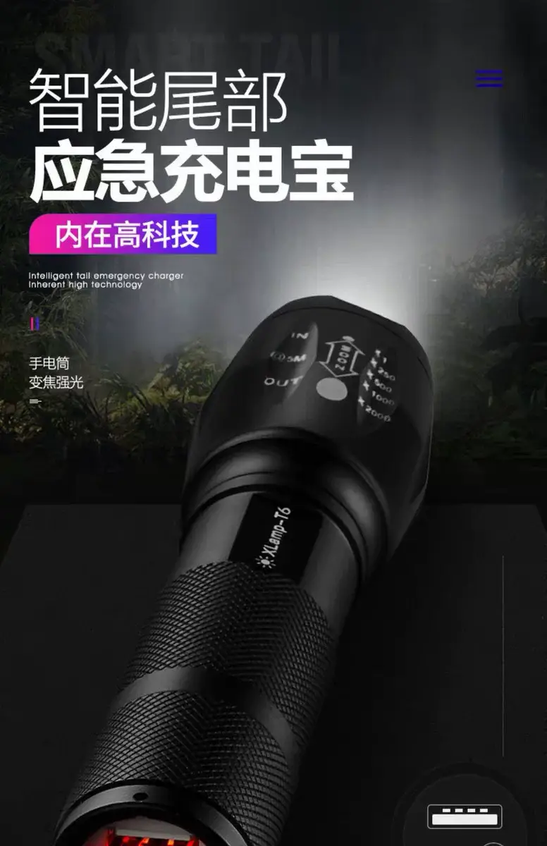Rechargeable Zoom Flashlight for Outdoor Use — feature 1