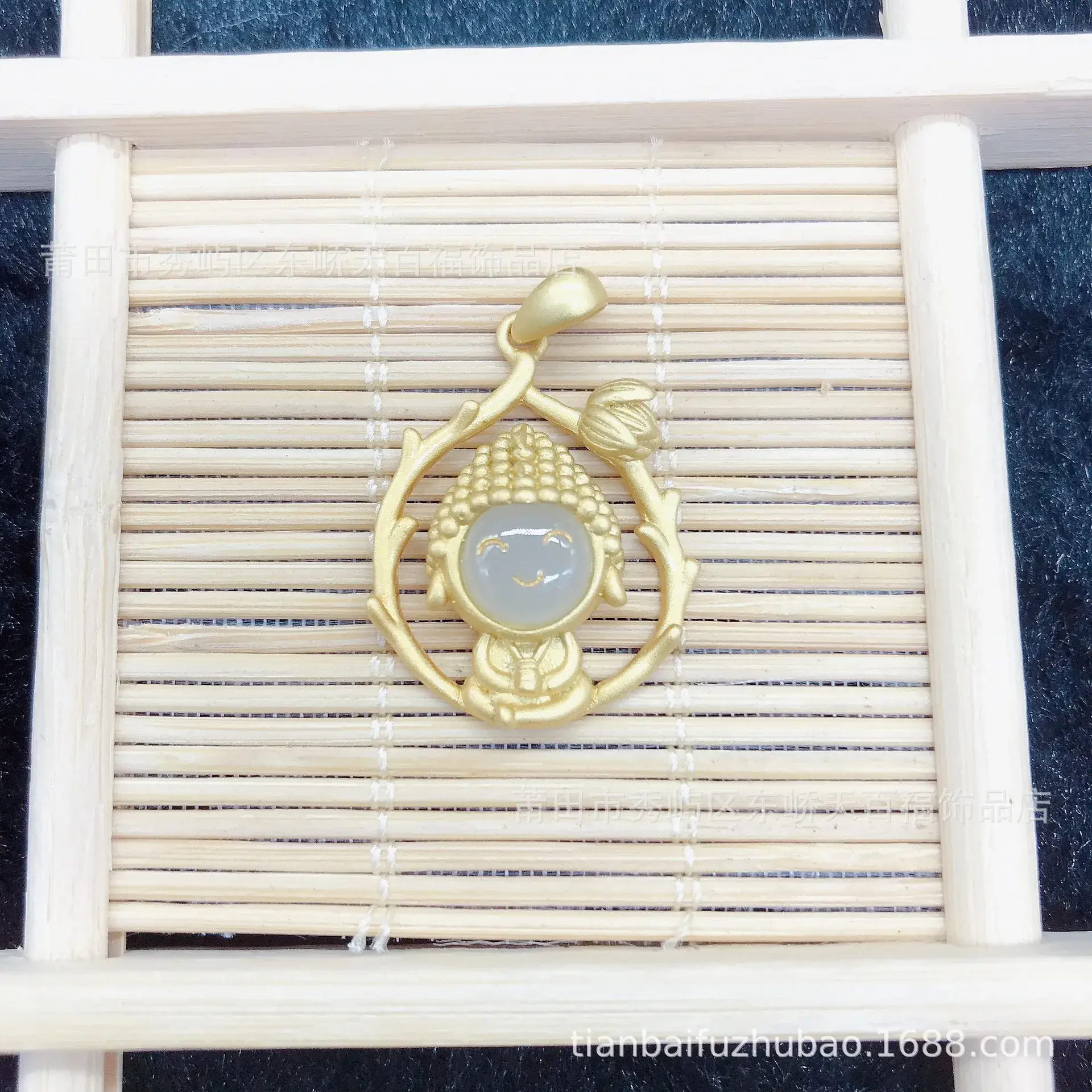 Gold Inlaid Hetian Jade Monk Pendant S925 Silver - Image 5