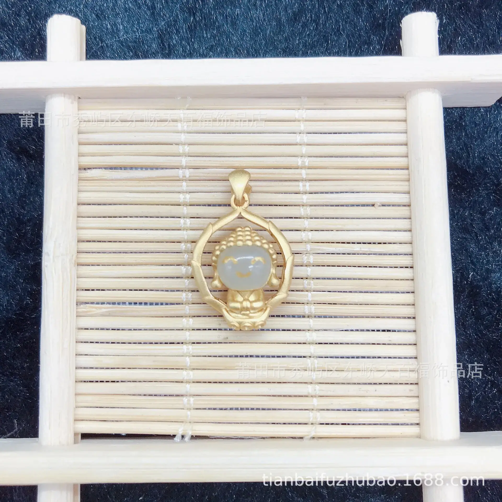 Gold Inlaid Hetian Jade Monk Pendant S925 Silver