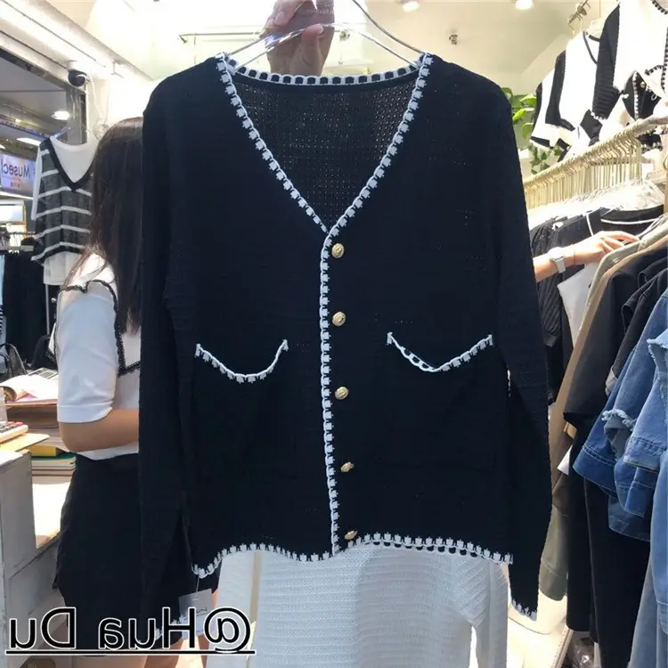 Women's White Knitted V-Neck Cardigan Top - Image 2
