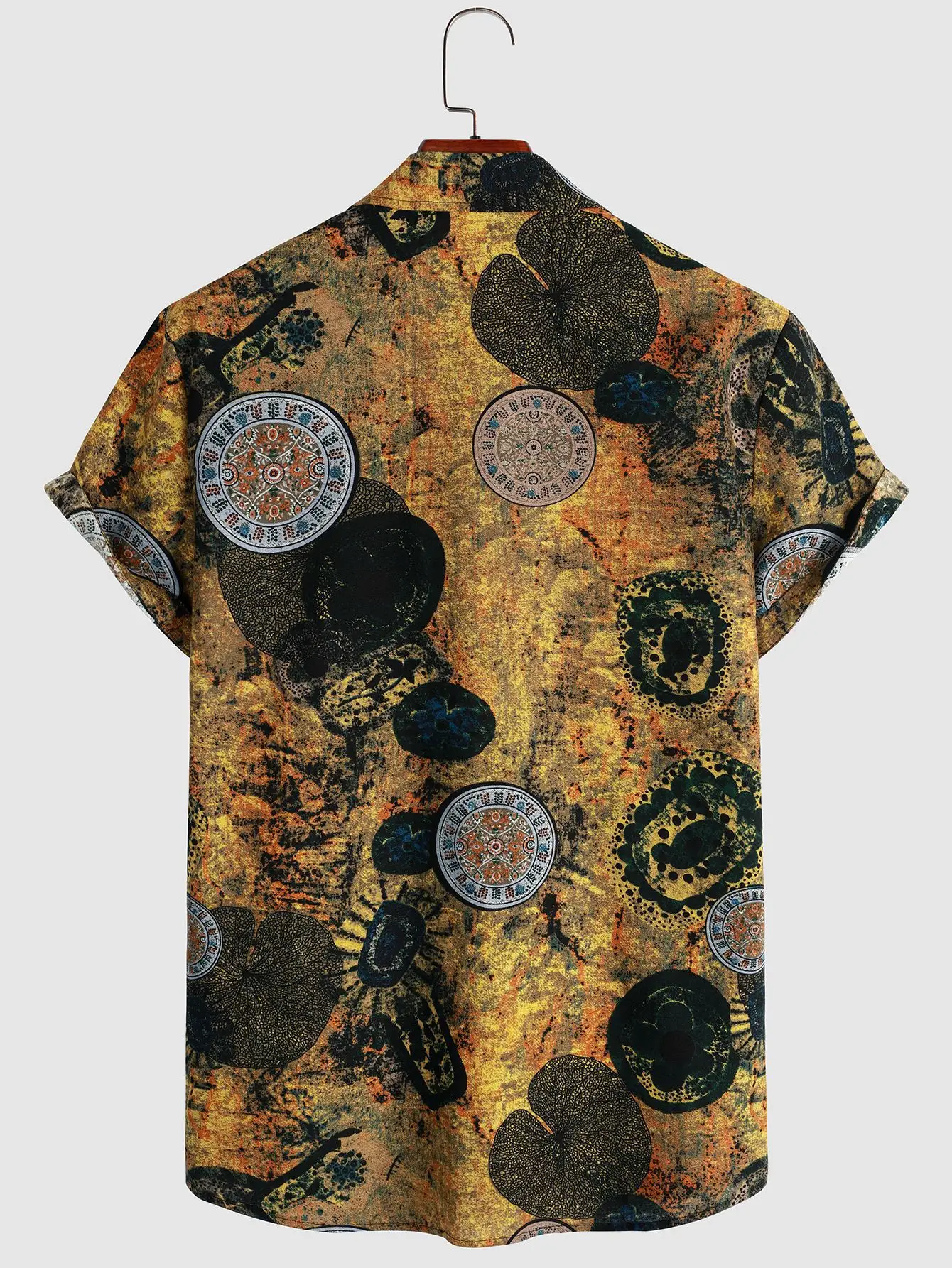 Men's Printed Cotton Shirt Short Sleeve Summer Wear - Image 2