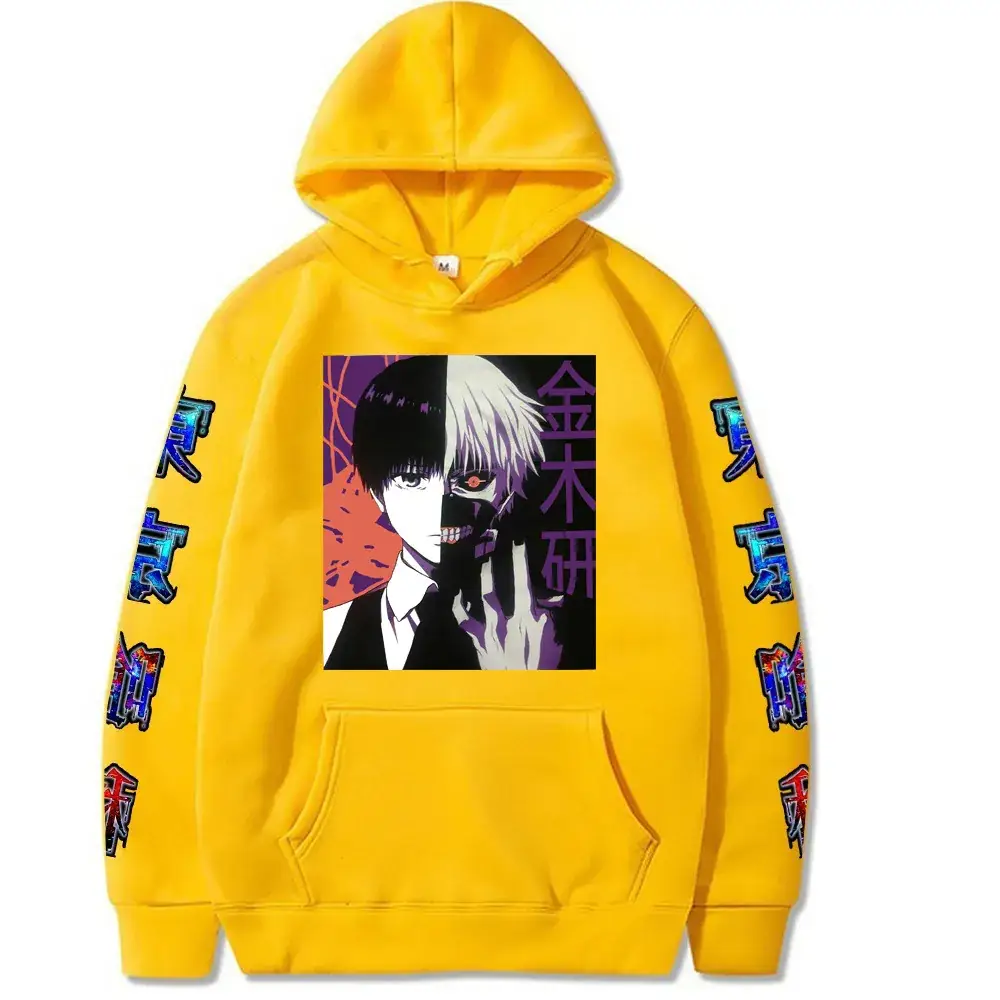 Gray Tokyo Ghoul Hooded Sweatshirt for Men Anime Design - Image 2