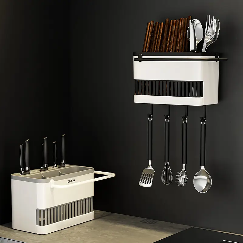 Wall-Mounted Kitchen Chopstick Cage with Storage Box - Image 3