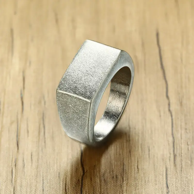 Stainless Steel Men's Ring Gold Tone Smooth Edge - Image 4