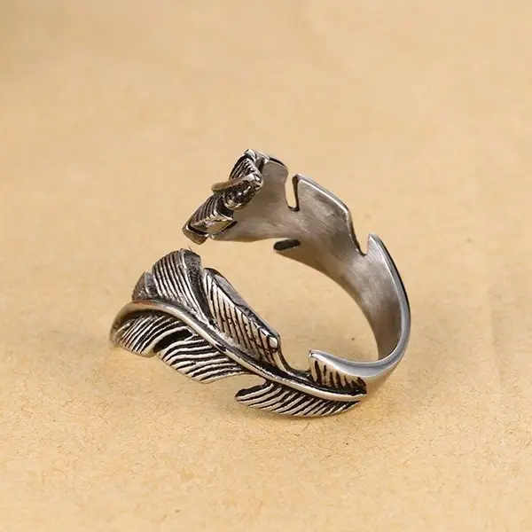 27MM Feather Casting Ring Stainless Steel European American - Image 4