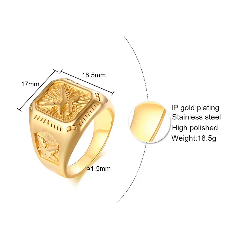 Stainless Steel Eagle Ring for Men - Image 6