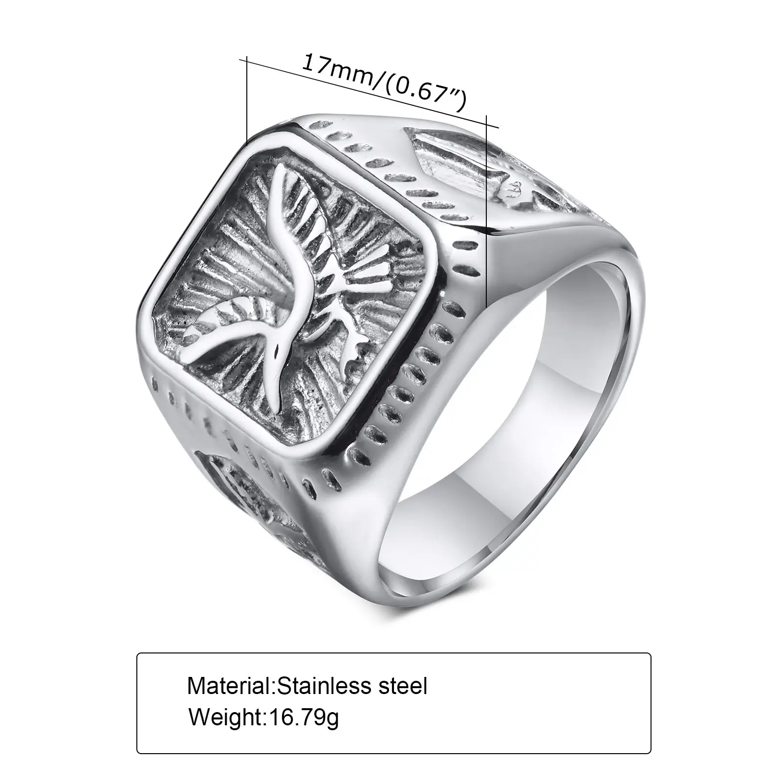 Stainless Steel Eagle Ring for Men - Image 2