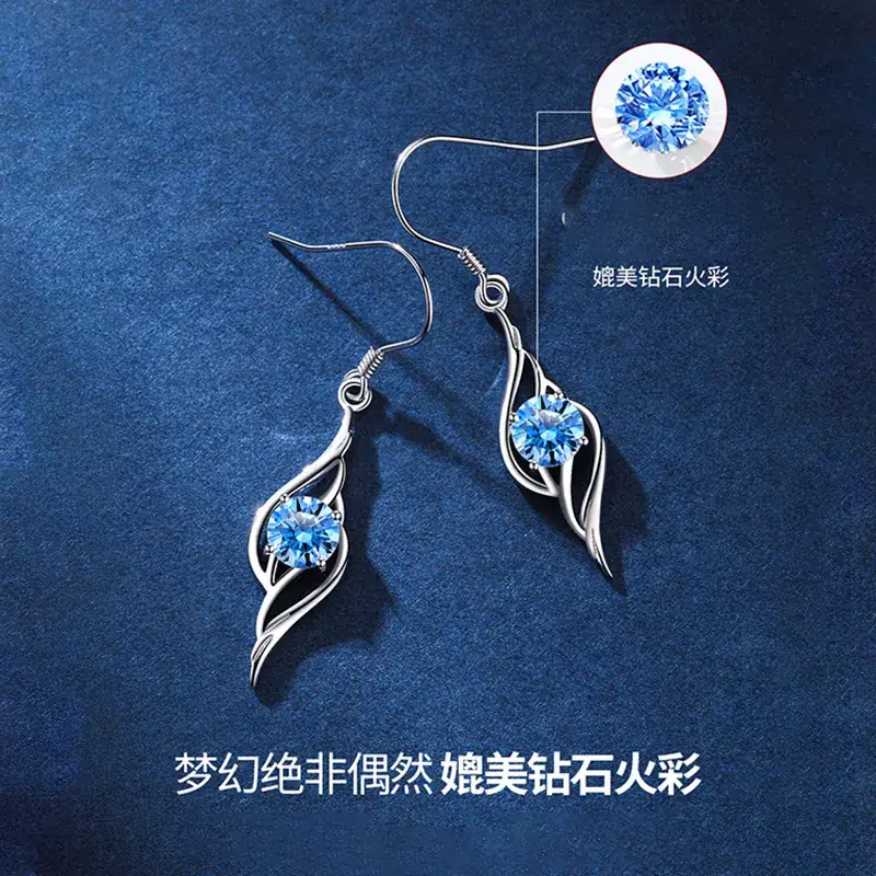 Angel Wings 999 Sterling Silver Earrings Women's Elegant Long Earrings - Image 5