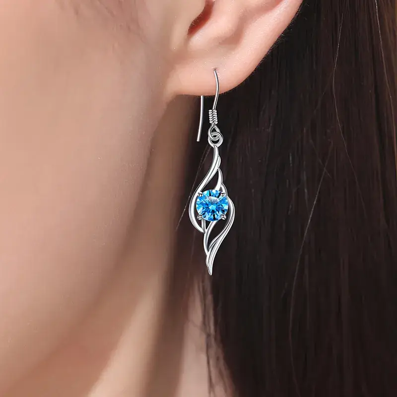 Angel Wings 999 Sterling Silver Earrings Women's Elegant Long Earrings - Image 6