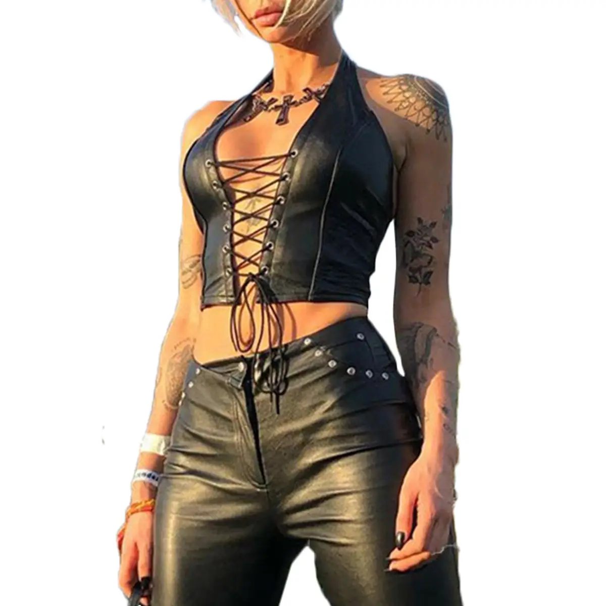 2023 Black Flame Top Top with High Waist Cut