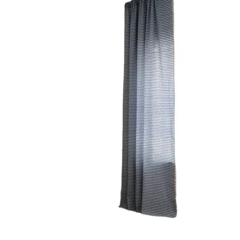 Nordic Striped Cotton Linen Curtain Grey Floating Design - Image 21
