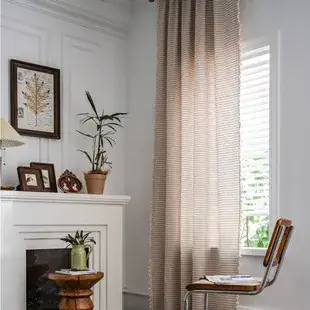 Nordic Striped Cotton Linen Curtain Grey Floating Design — feature 1