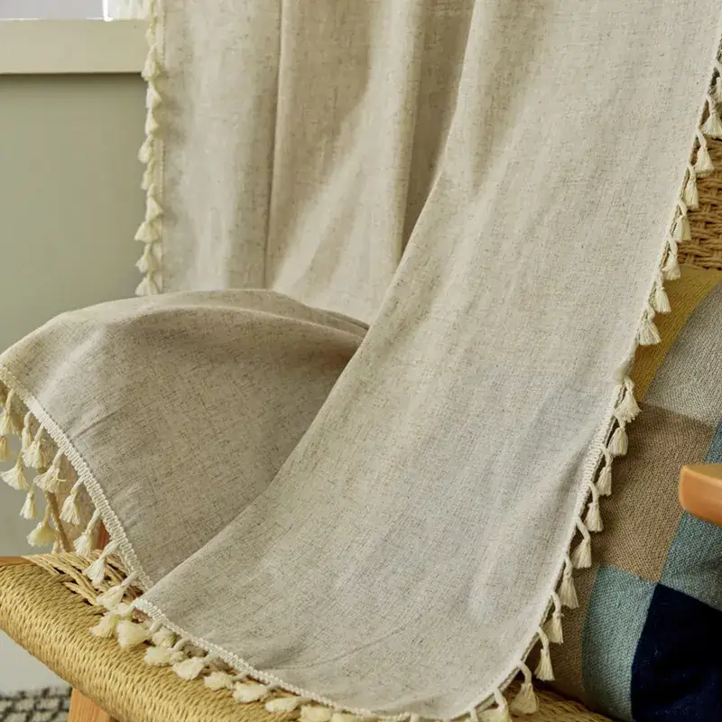 Nordic Striped Cotton Linen Curtain Grey Floating Design - Image 10