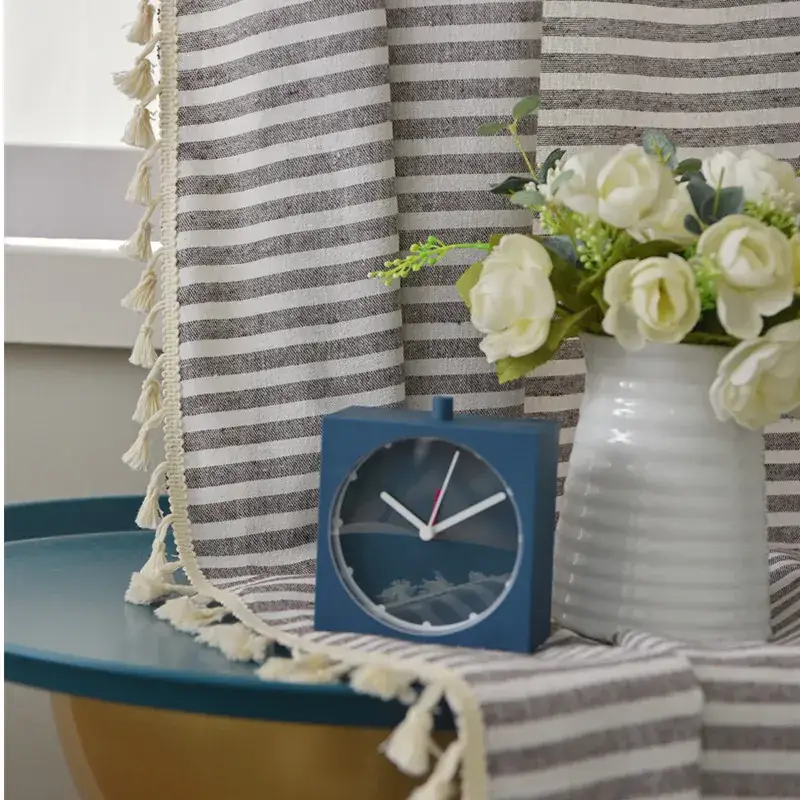 Nordic Striped Cotton Linen Curtain Grey Floating Design - Image 6