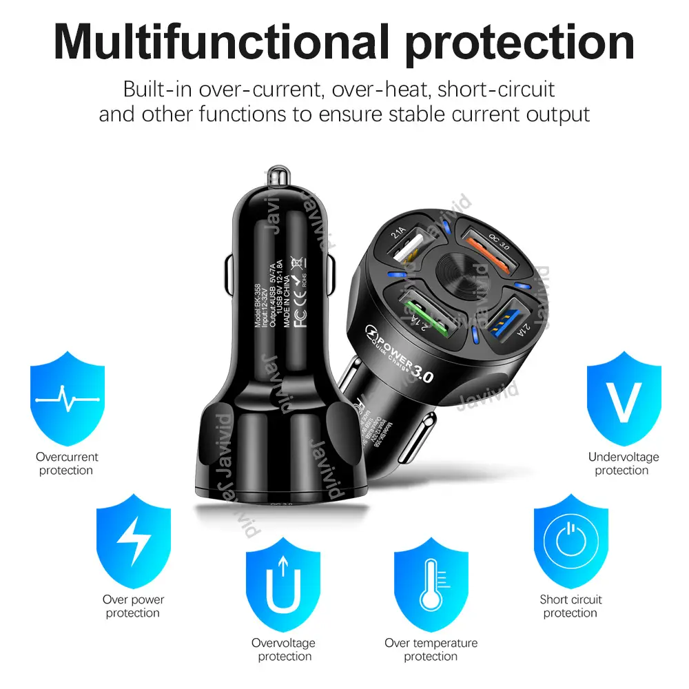 4USB Fast Charging Car Charger 3.0 QC3.0 - Image 9